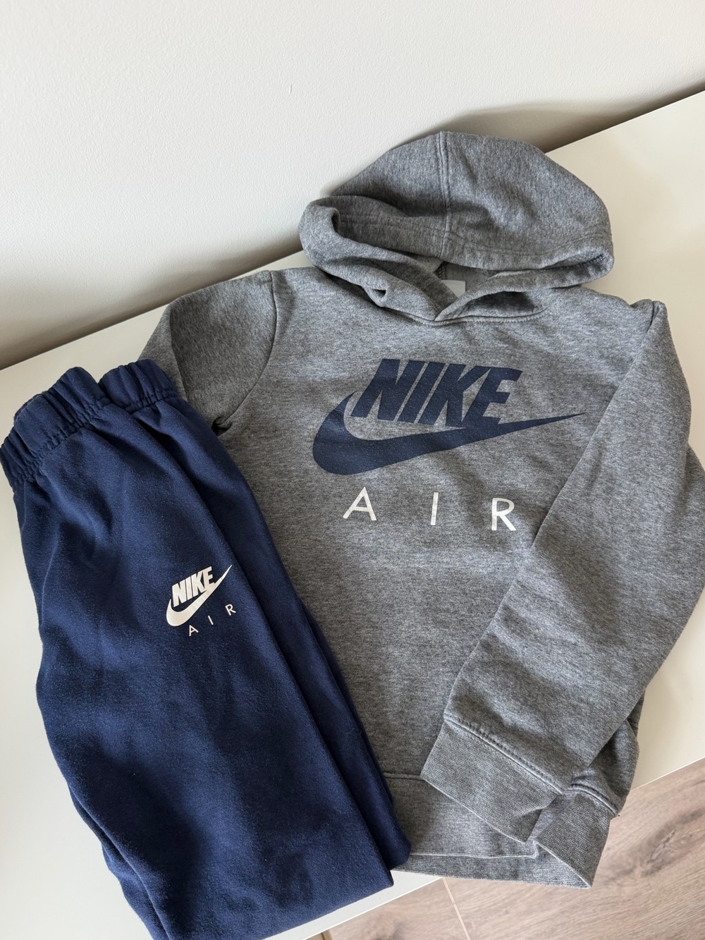 Nike Gray Hoodie with Navy 'Air' Joggers - Kids Sweatpants Set